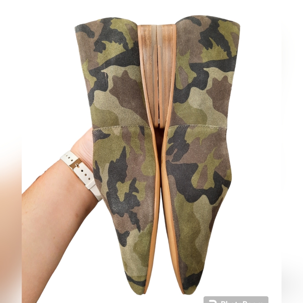 1 State Bennie Camo Skimmer Flats Slip On Shoes Suede Leather Green 10 NEW - Picture 6 of 8